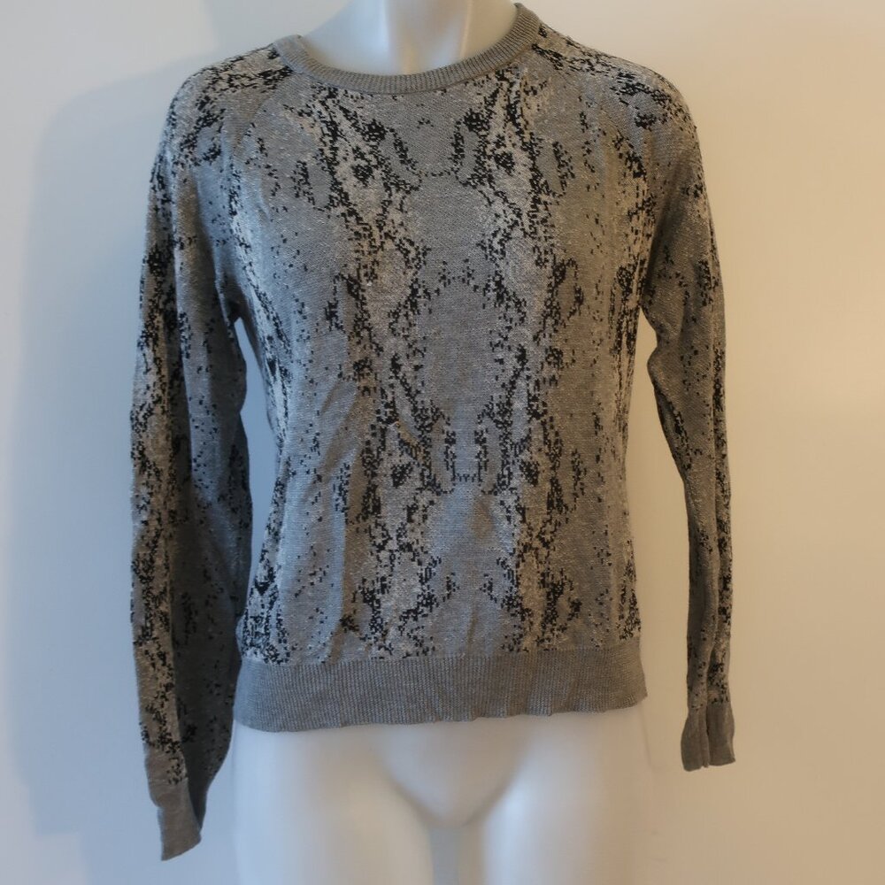 Womens Monrow Gray Black Cotton Python Print Swea… - image 2